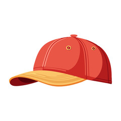 Bright red and yellow cap displayed on a white background, showcasing a modern design perfect for casual wear and outdoor activities. PNG image, transparent background