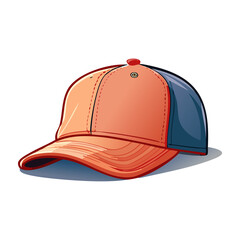 Colorful baseball cap resting on a flat surface in soft light, showcasing its design and vibrant hues. PNG image, transparent background