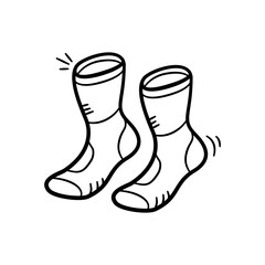 Running sport socks hand drawn Illustration. Sport equipment footwear icon doodle in outline flat style vector.
