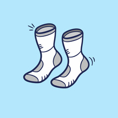Running sport socks hand drawn Illustration. Sport equipment footwear icon doodle in outline flat style vector.
