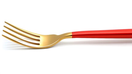 Elegant Gold and Red Dinner Fork Closeup Photography