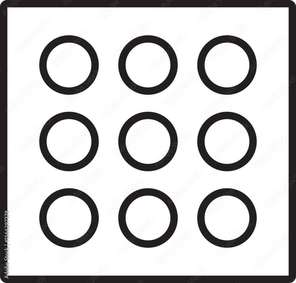 Poster nine circle icon geometric pattern black outline simple design minimal style abstract symbol modern 