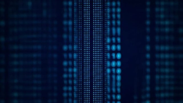 Abstract digital binary code matrix background animation for technology projects