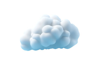 3D Of Single White Cloud on Blue Background on transparent background