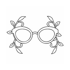 Outline eyeglasses with floral leaf vines on a eyewear spectacles