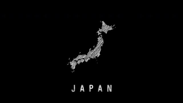 Japan island map sketch with country name