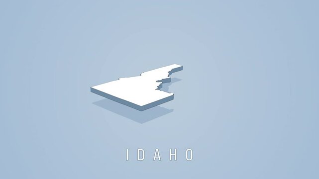 3D isometric map of Idaho with shadow