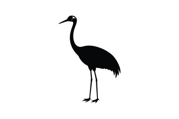 Obraz premium Elegant Crane Standing Tall Black Silhouette on White Background