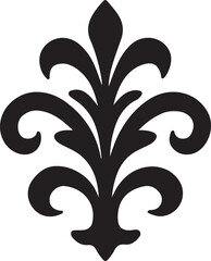 Elegant Black Floral Emblem with Swirling Details Stylized Fleur-de-Lis Inspired Design
