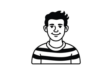Smiling Man in Striped Shirt Silhouette