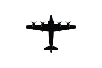 Vintage Bomber Plane Top View Silhouette