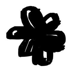 手描きの黒色の花のイラスト
