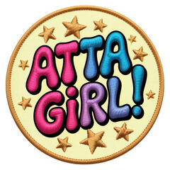 Embroidered Atta Girl Patch with Stars on Black Background