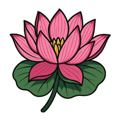 Pink Lotus Flower or Indian Spiritual Flower Illustration