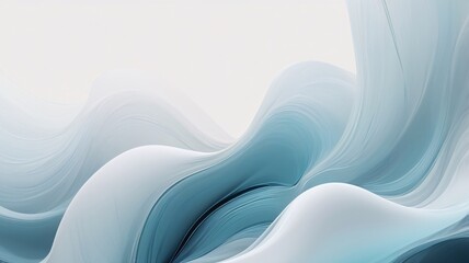 Flowing Abstract Waves in Serene Blue and White, Modern Design Artwork for Relaxing Spaces