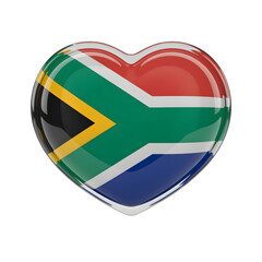 South Africa Flag in 3D Glass Heart Symbol	