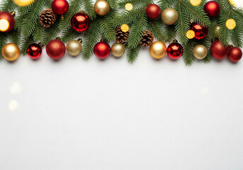 christmas decoration on white background with bokeh light