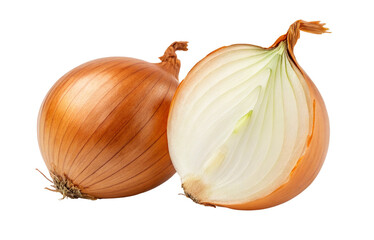 Whole onion and sliced onion on white background for your creative culinary inspiration today