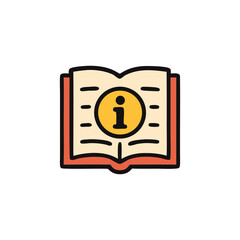 Open book with informational icon, signifying knowledge, guidance, and instructions.