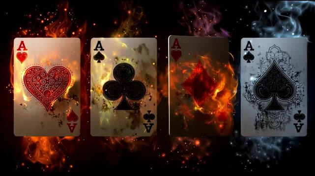 Elemental Aces Playing Cards &ndash; Fire, Smoke, and Light FX. Generative AI