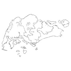 Singapore map illustration hand drawn outline vector