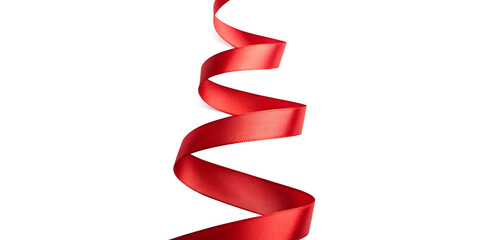 Red ribbon isolated on white background