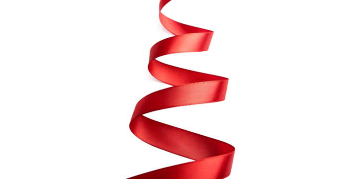 Red ribbon isolated on white background