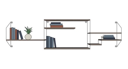 Modern Shelving Unit Vector Illustration