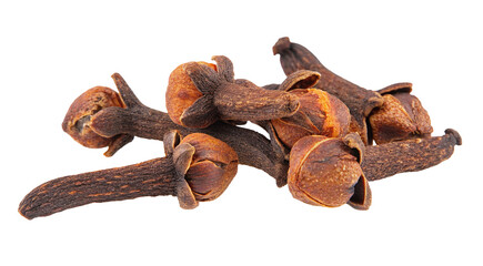 Dried aromatic cloves spice isolated on white background for culinary and medicinal use