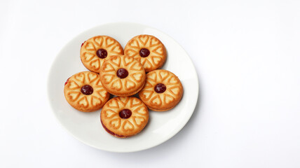 biscuit with strawberry jam on the middle