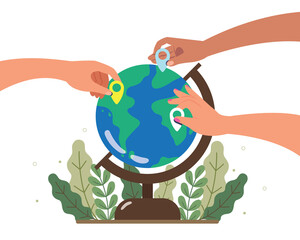 Vector Illustration of travel around the world, vacations and traveling concept.