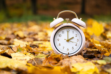 Winter time changeover, end of daylight saving time in autumn, alarm clock fall back switch, ...