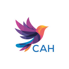 CAH “Colorful Abstract Bird Logo Design on White Background ” CAH Later Logo, “Modern Gradient Bird Icon with Typography” “Abstract Hummingbird Style Logo with Vibrant Colors”
