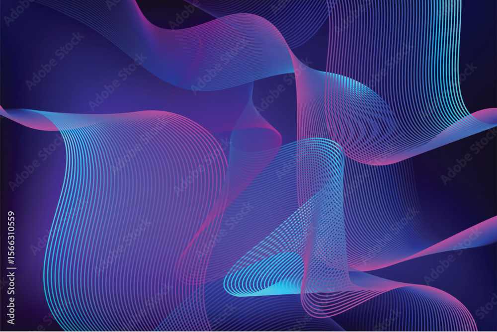 Poster elegant flowing lines in vibrant blues and pinks create a dynamic abstract background suitable for c