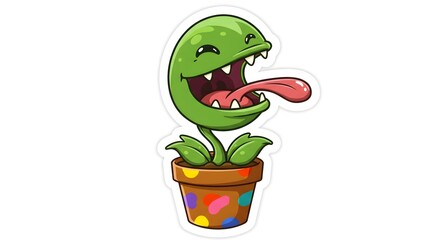 Funny Cartoon Carnivorous Plant Sticker
