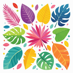 Fototapeta premium set abstract tropical leaves
