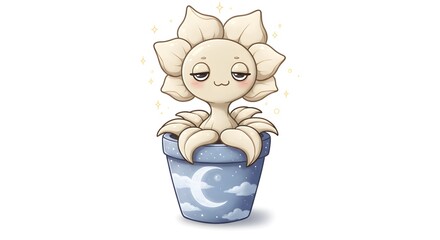 Cute Flowerpot Creature Cartoon Illustration