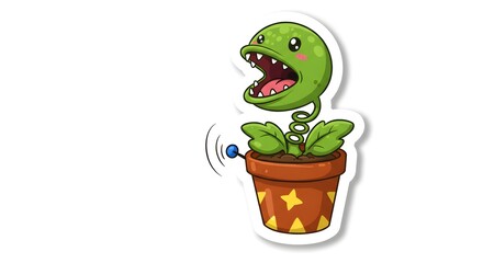 Cartoon Potted Venus Flytrap Mascot Illustration