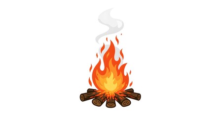 Vector Illustration of a Campfire with Smoke