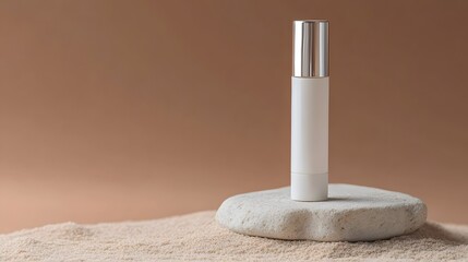 Elegant White Cosmetic Tube on Beige Sand Minimalist Product Mockup