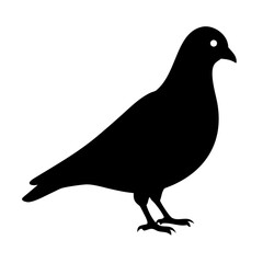 Pigeon or Dove Black Silhouette Vector. Simple Standing Bird Graphic Icon for Peace Symbol