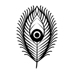 Obraz premium Black and White Peacock Feather Vector Icon. Elegant Symbol of Beauty and Pride.