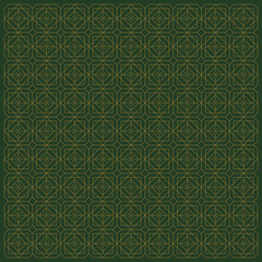 seamless geometric x and square patterns line art. vector art plus in gold green