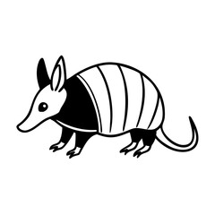 Black and White Armadillo Vector Illustration or Simple Mascot