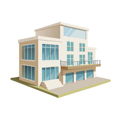Isometric Modern Office Building Vector Illustration for Business or Real Estate