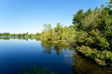 Pond  in the marshes of the lower valleys of the Juine and the Essonne river. Vert-le- Petit village 