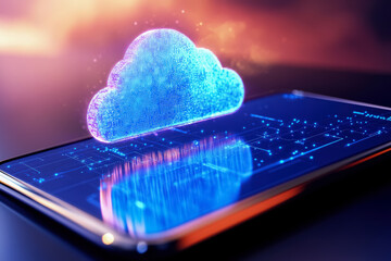 Futuristic Holographic Cloud Computing Interface on Smartphone Screen
