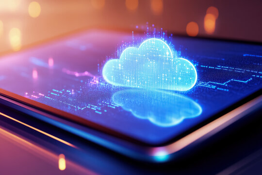 Futuristic Holographic Cloud Computing Interface on Smartphone Screen