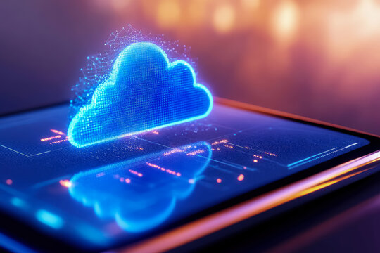 Futuristic Holographic Cloud Computing Interface on Smartphone Screen