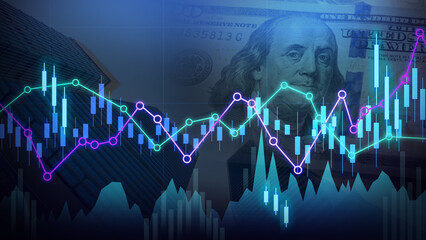 stock market chart line chart and candle stick